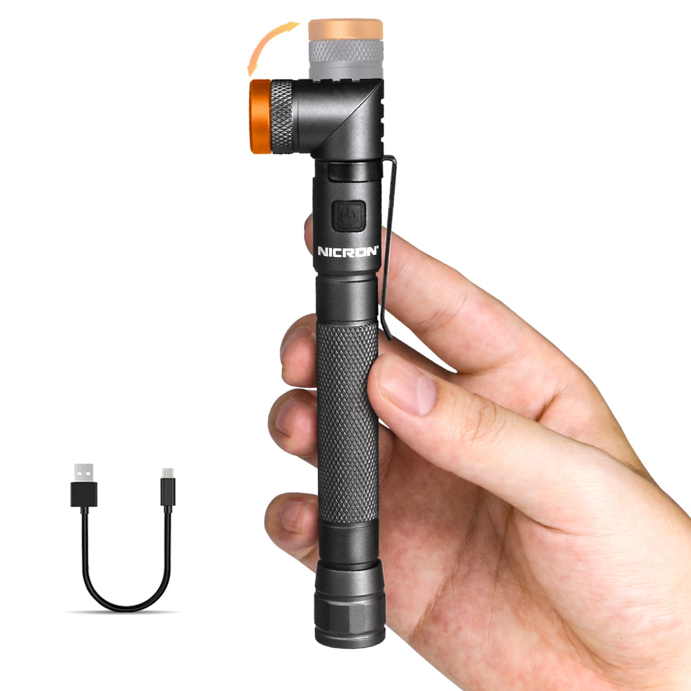 NICRON B73R Pen Flashlights 90 Degree Rotatable Flashlight 300 Lumen 4 – Nicron Store