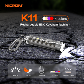 K11 Rechargeable  EDC Keychain flashlight with white/red/UV light