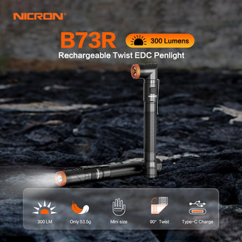 NICRON B73R Pen Flashlights 90 Degree Rotatable Flashlight 300 Lumen 4 Modes with SOS Rechargeable Flashlight, IPX4 Waterproof, Magnetic Light for Work,Repair, Emergency