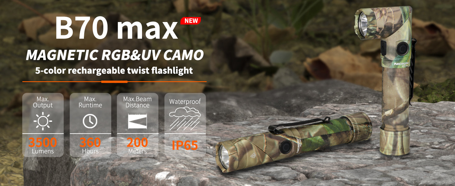 B70max RGB Twist flashlight – Nicron Store