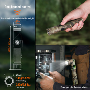 Nicron B70max RGB Twist Rechargeable Torch Max 3500Lumen LED Torch 5-Color Light 90 Degree Waterproof Outdoor Flashlight Camping Flashlight