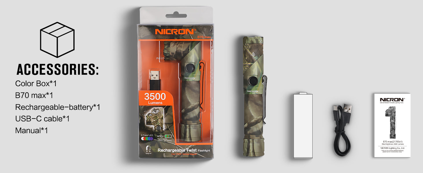 B70max RGB Twist flashlight – Nicron Store