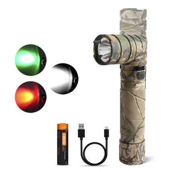 NICRON B70Plus Rechargeable Magnet 90° Twist flashlight with extra red and green light